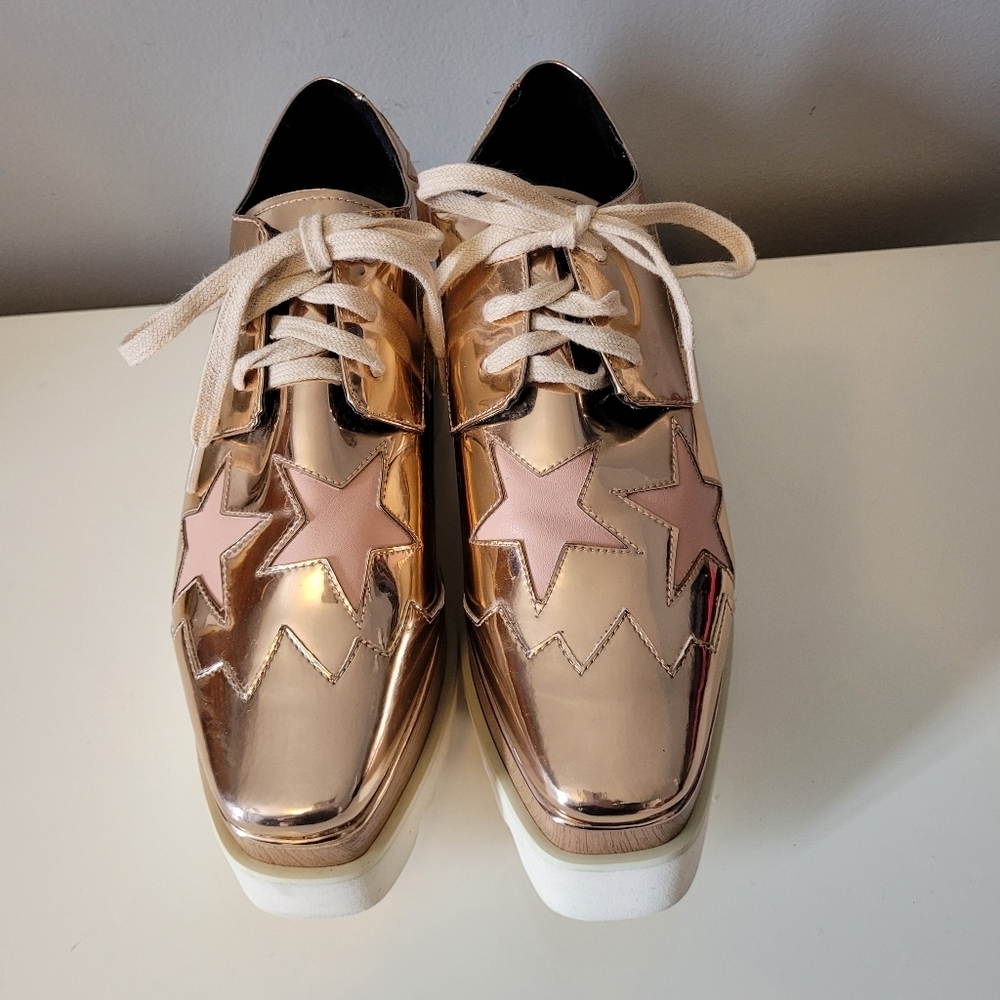Stella McCartney Elyse Rose Gold Platform Trainers, VGUC, Size 36 - Picture 2 of 14